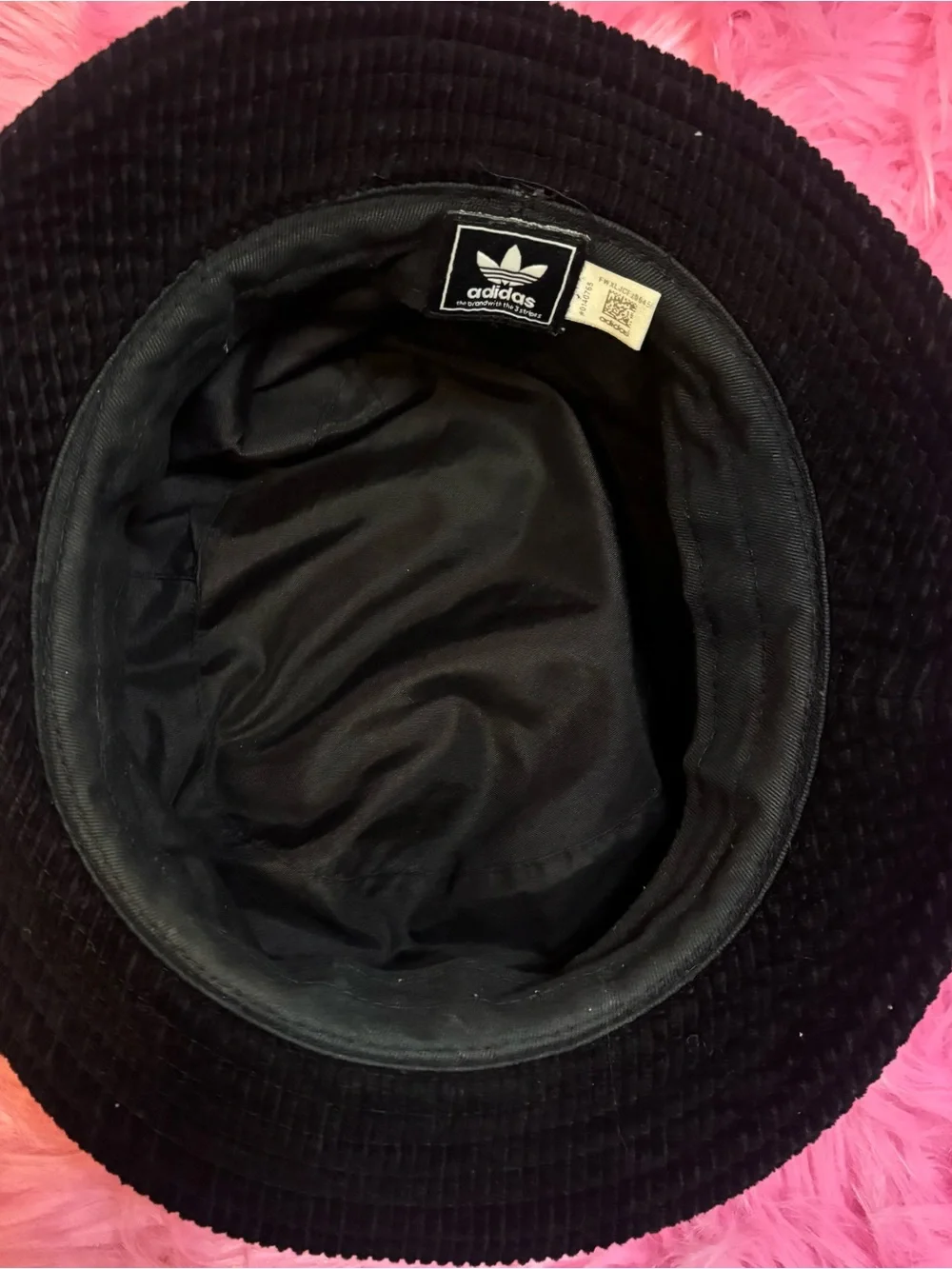 Adidas Originals Black Corduroy Bucket Hat Trefoil Logo Streetwear Unisex OS